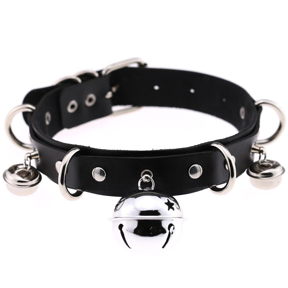 Sexy Harajuku Handmade Gothic Choker  trend punk Leather Collar belt Necklace with bells club party goth jewelry wholesale