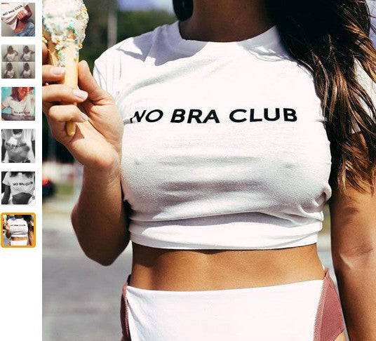 No Bra Club - Free The Nipples Feminist Womenempower Cotton Crop Top T-shirt